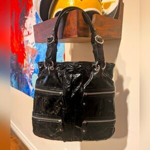 Via Spiga black patent leather purse
